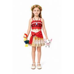 Moana Children's Carnival Costume with an Ethnic Pattern and Skirt