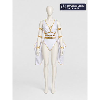 White and Gold Carnival Costume Jumpsuit