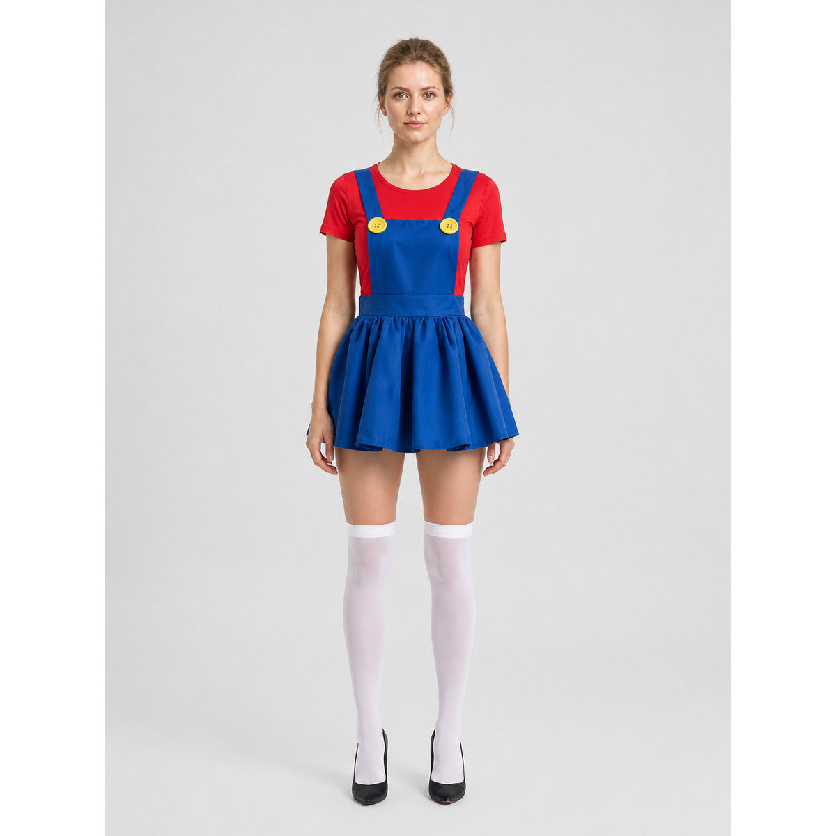 Mario Carnival Dress, Red and Blue Cosplay Costume on-model view