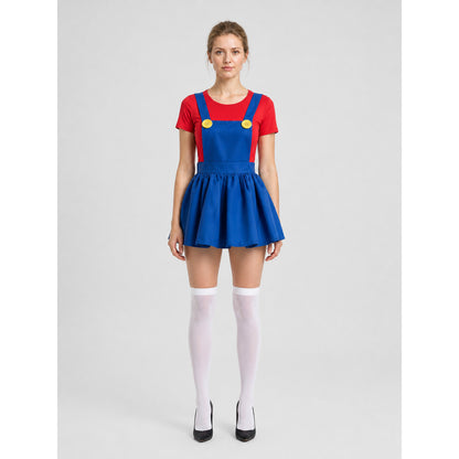 Mario Carnival Dress, Red and Blue Cosplay Costume on-model view