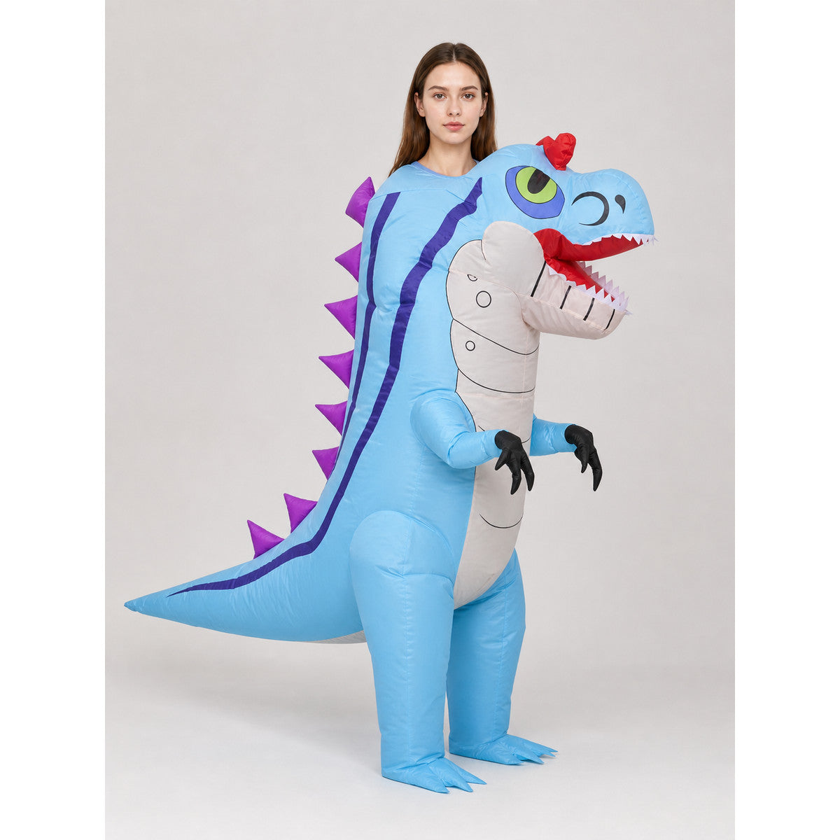 Inflatable dinosaur costume, blue, one size