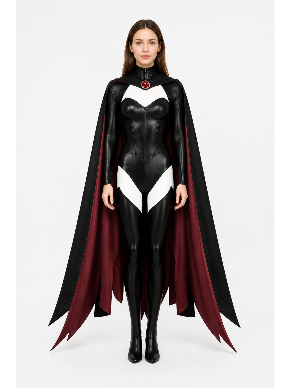 Black Cosplay Jumpsuit with Long Cape