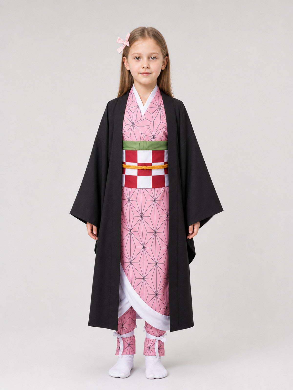 Demon Slayer Cosplay Costume with Cape on-model view