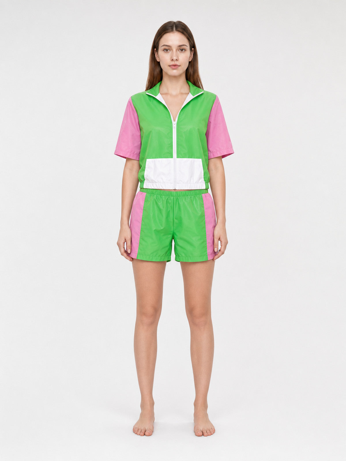 Sports Set: Zip-Up Jacket and Shorts front view