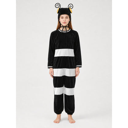 Ant Costume with Antennae and Black-and-White Stripes on-model view