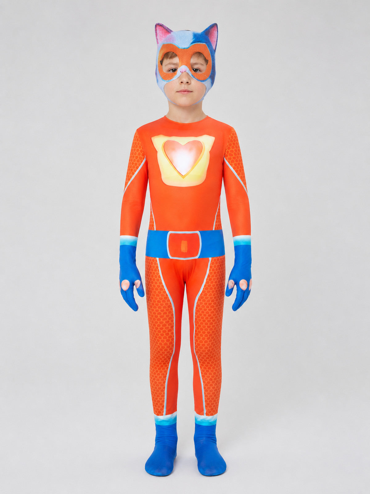 SuperKitties Cosplay Costume: Hooded Jumpsuit on-model view