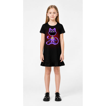 Black Cosplay Dress with Cat Print and Ruffle main product view