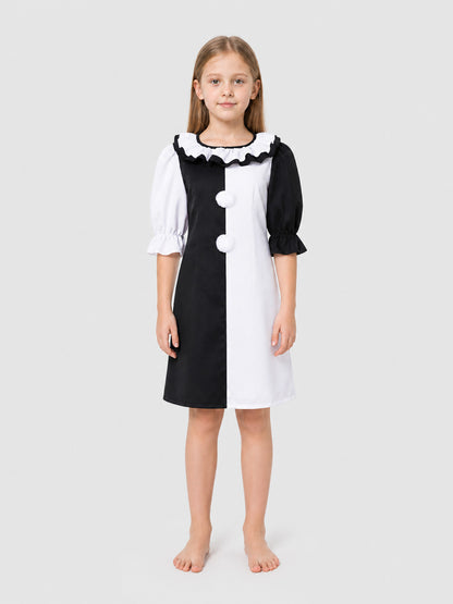 Clown Costume with Ruffles and Pompoms for Halloween