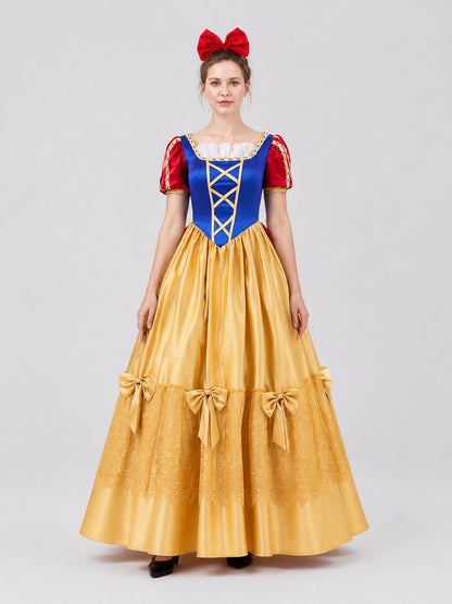 Snow White Cosplay Dress, Long, with Bows on-model view