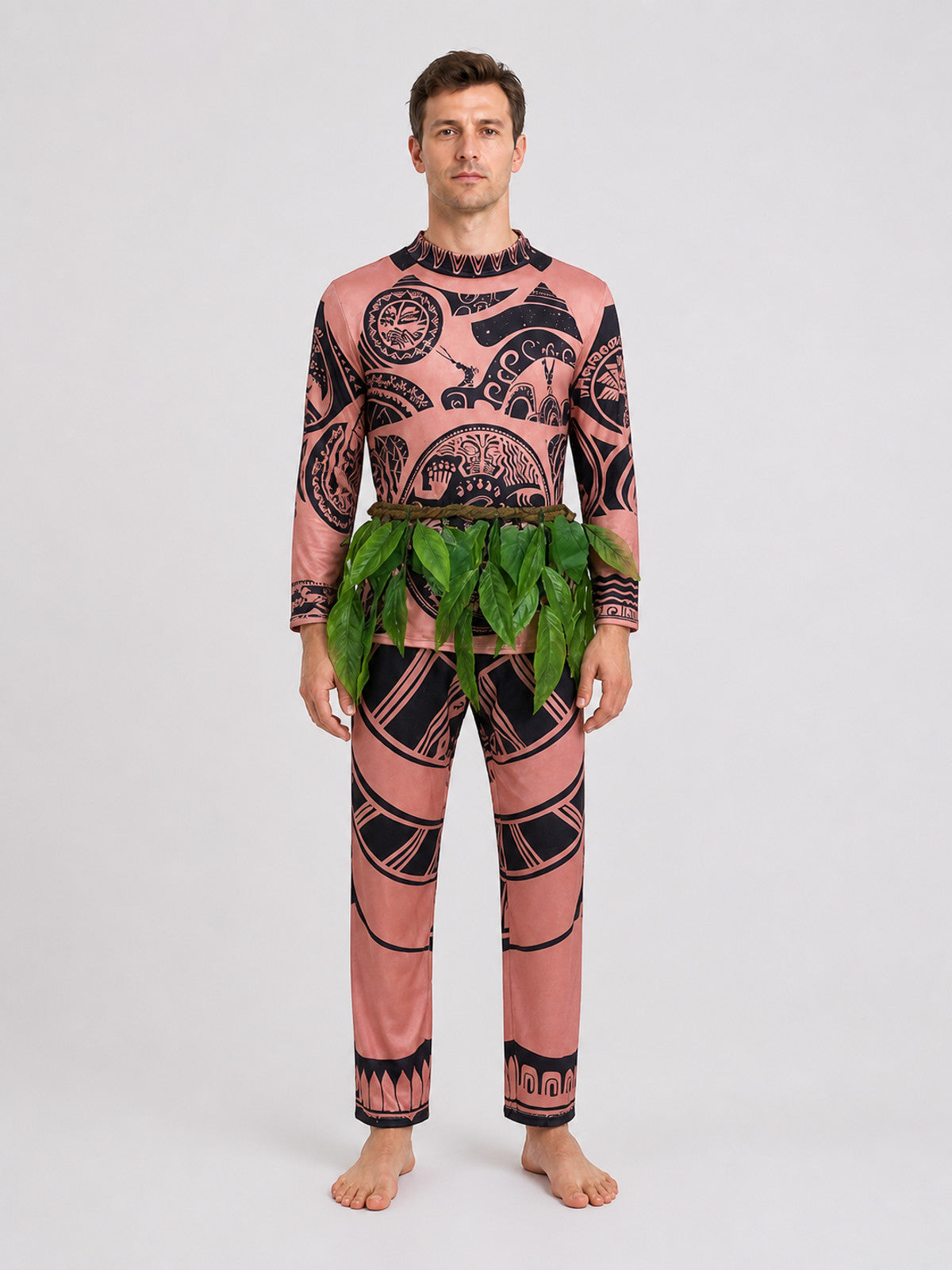 Maui Carnival Costume from Moana with Grass Skirt on-model view