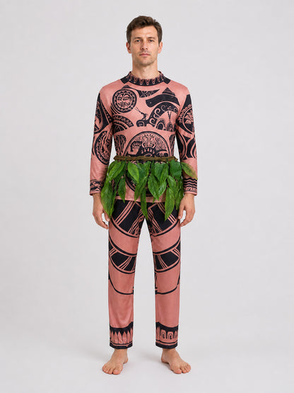 Maui Carnival Costume from Moana with Grass Skirt on-model view