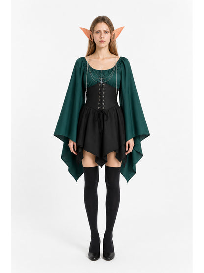 Witch Costume with Pointed Sleeves and Hem main product view