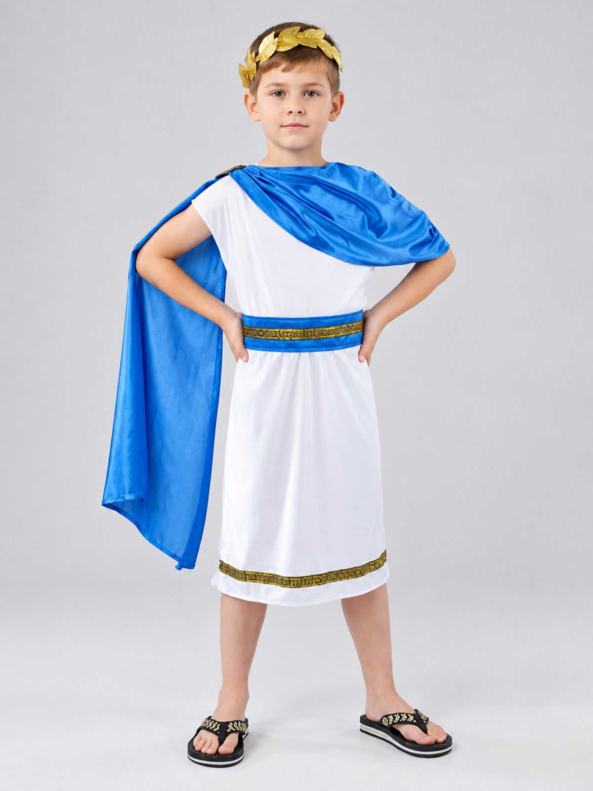 Children’s Ancient-Style Costume with Tunic and Cape on-model view
