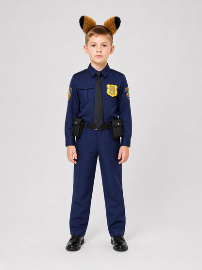 Nick Fox Police Officer Cosplay Costume with Ears and Belt on-model view