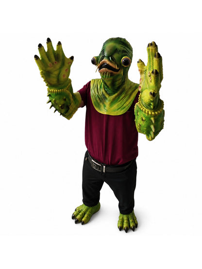 Halloween Horror Catfish Cosplay Mask with Gloves Green Fish Monster Mask