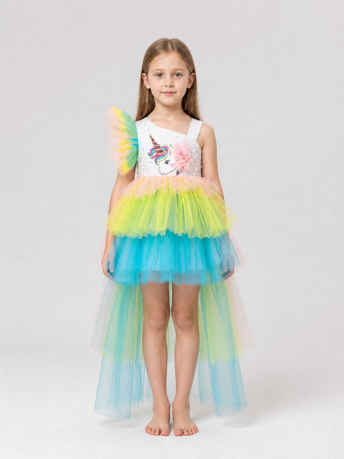 Princess Dress with Unicorn, Rainbow, and Train