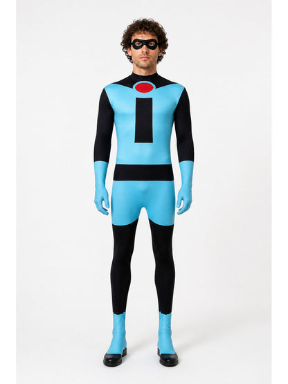 Blue Superhero Costume Jumpsuit with Mask main product view
