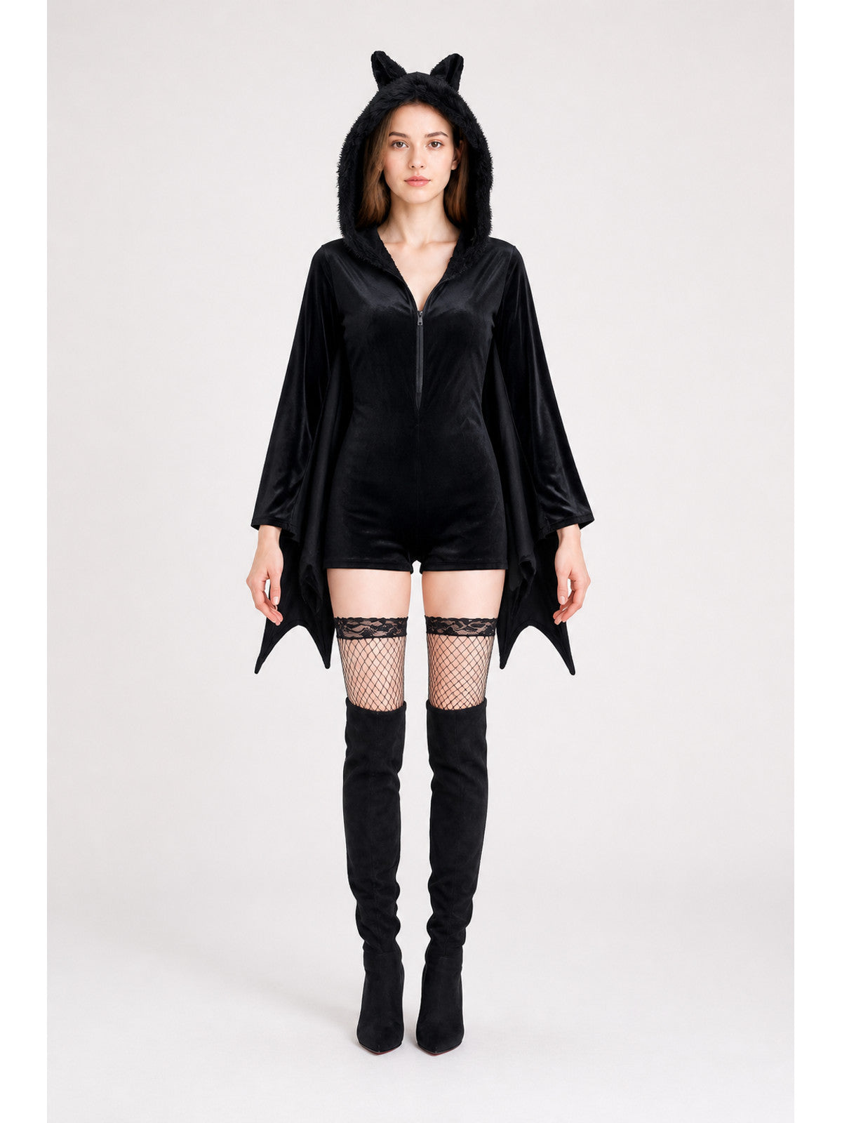 Hooded Bat Jumpsuit with Wings