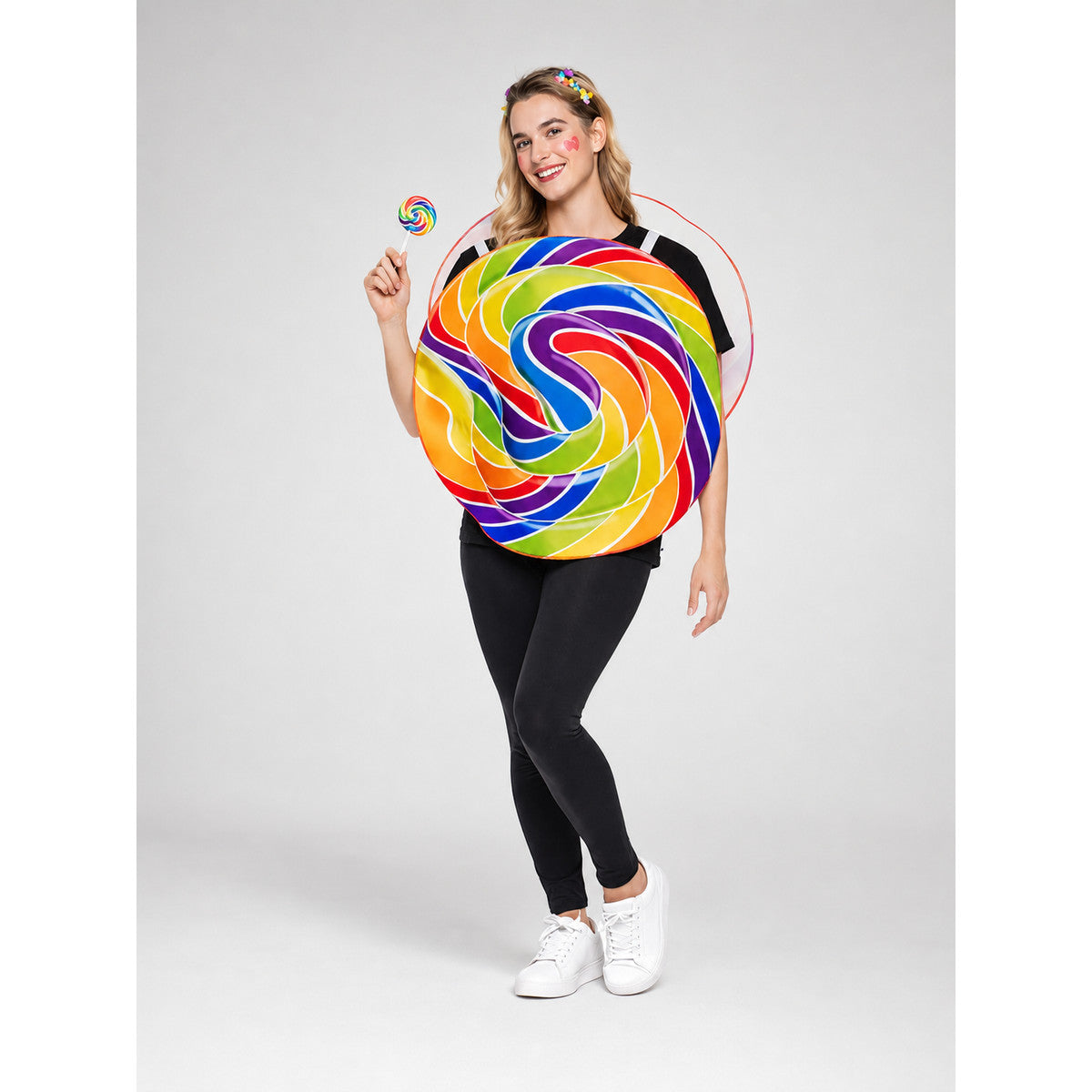 Candy Costume with Rainbow Pattern on-model view