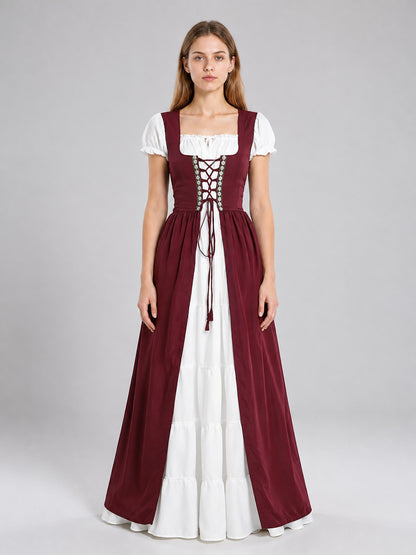 Medieval costume dress with a corset bodice on-model view