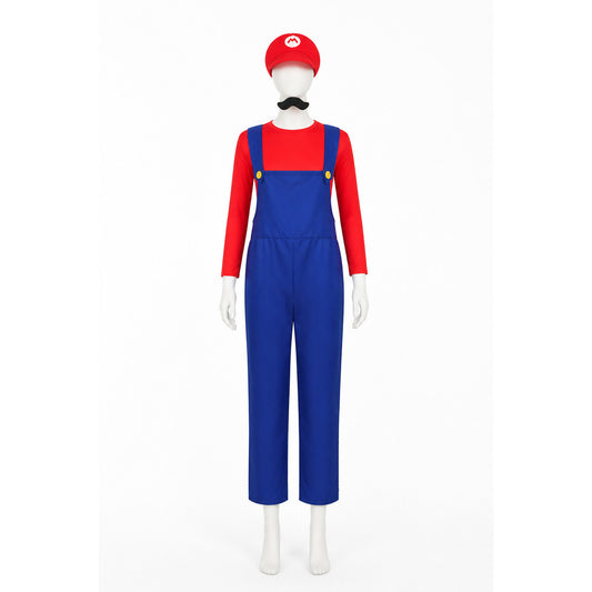 Mario Costume: Jumpsuit, Cap, Mustache, Gloves main product view