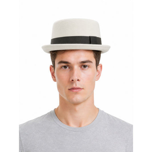 Ivory Carnival Fedora Hat front view