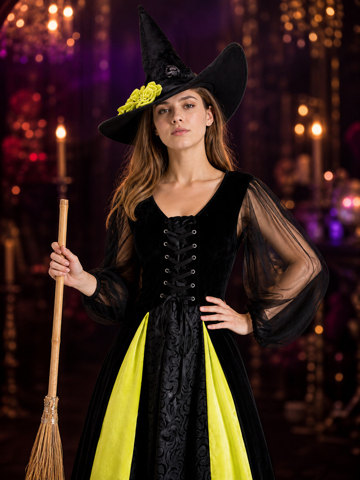 Night Angel Witch Costume for Halloween on-model view