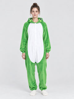Frog Hooded Pajama Jumpsuit with White Insert