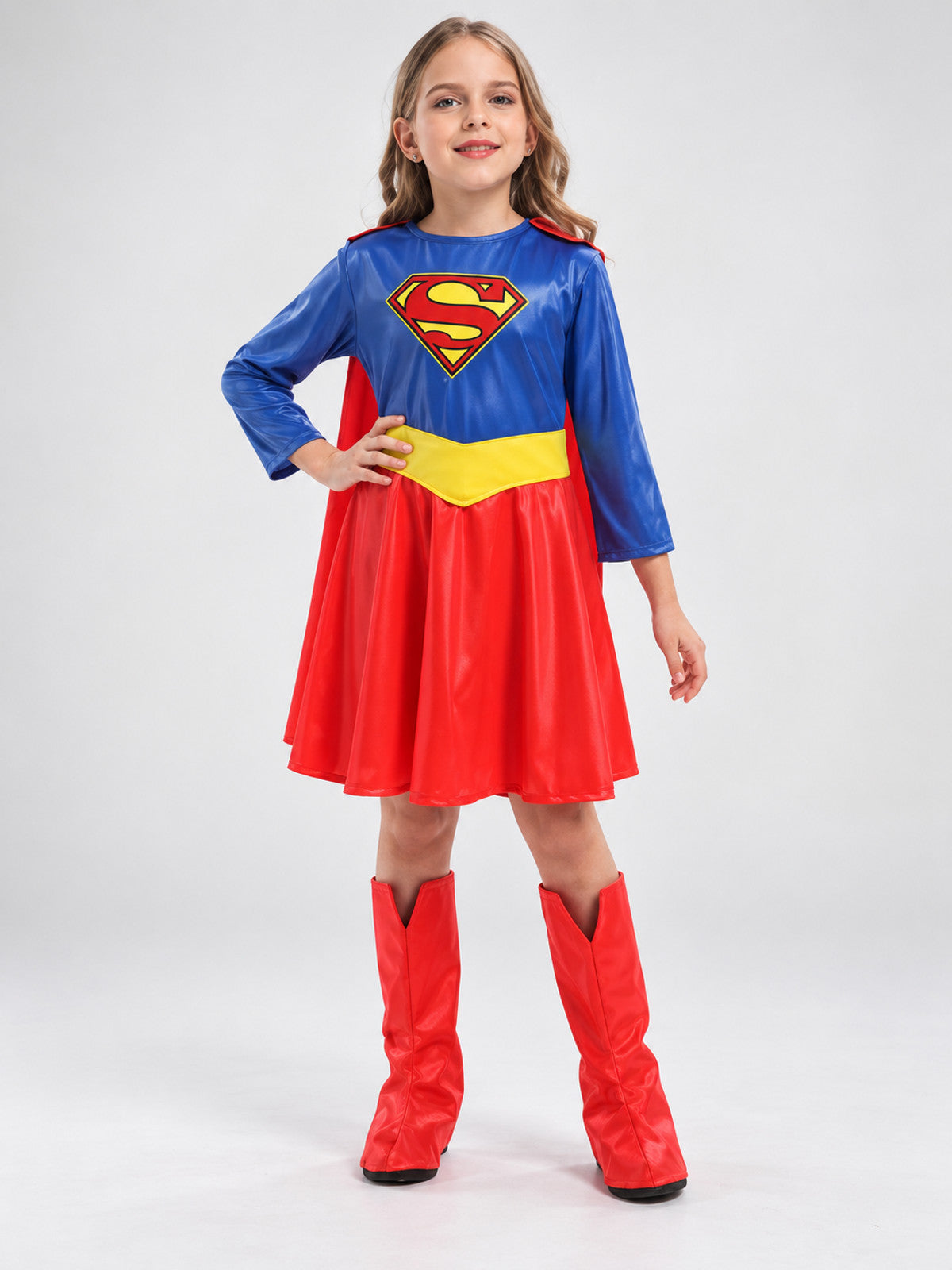 Kids' superhero costume with cape and belt