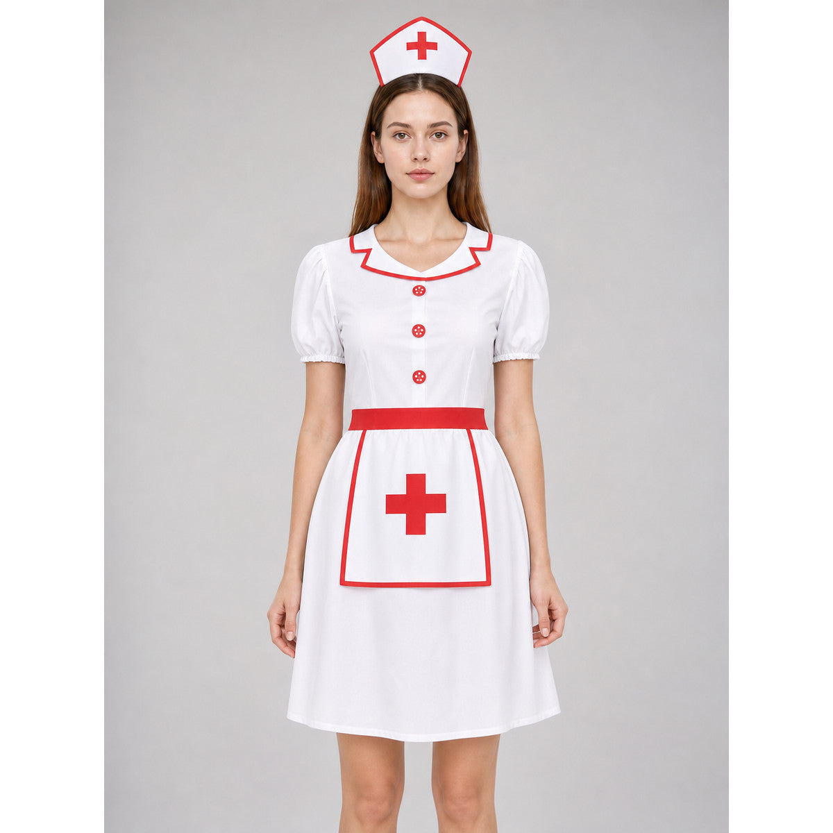 Nurse Costume, Dress and Hat for Halloween front view