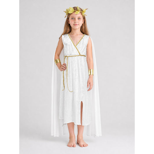 Ancient Greek Goddess Costume with Cape and Accessories