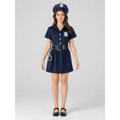 Police Costume with Peaked Cap and Belt for Performances