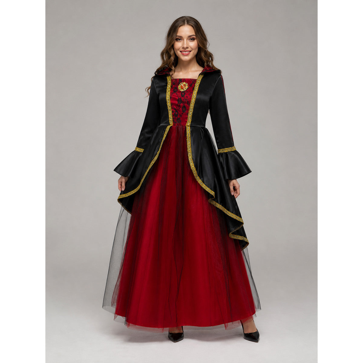 Black and red hooded costume dress