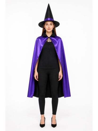 Witch Costume with a Pointed Hat and Purple Cape main product view