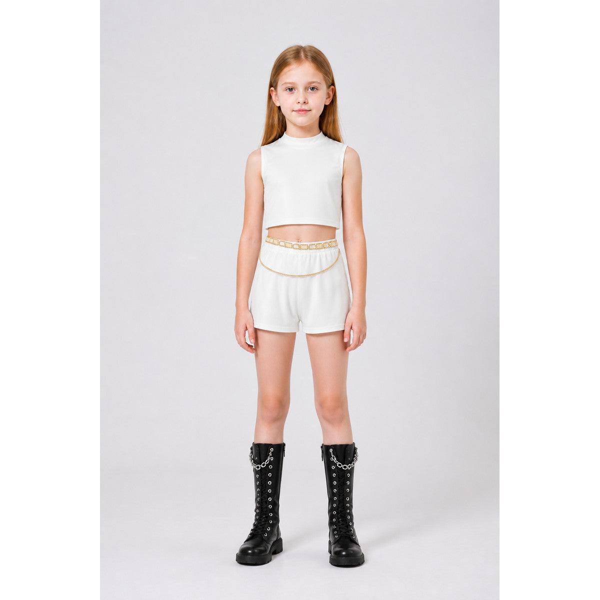 Children's Halloween cosplay costume with a white top and shorts main product view