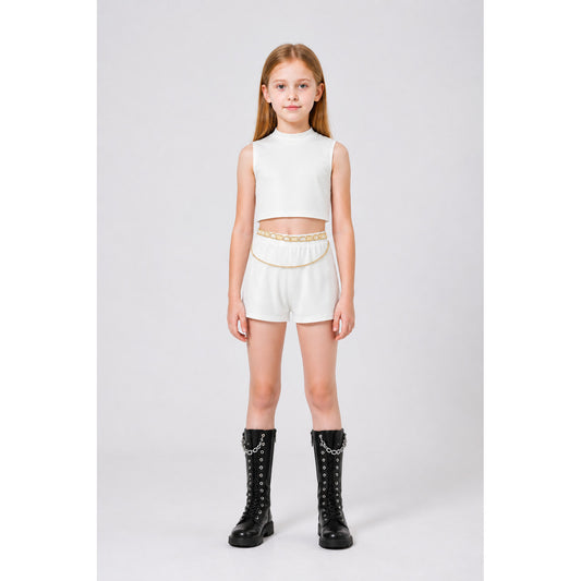 Children's Halloween cosplay costume with a white top and shorts main product view