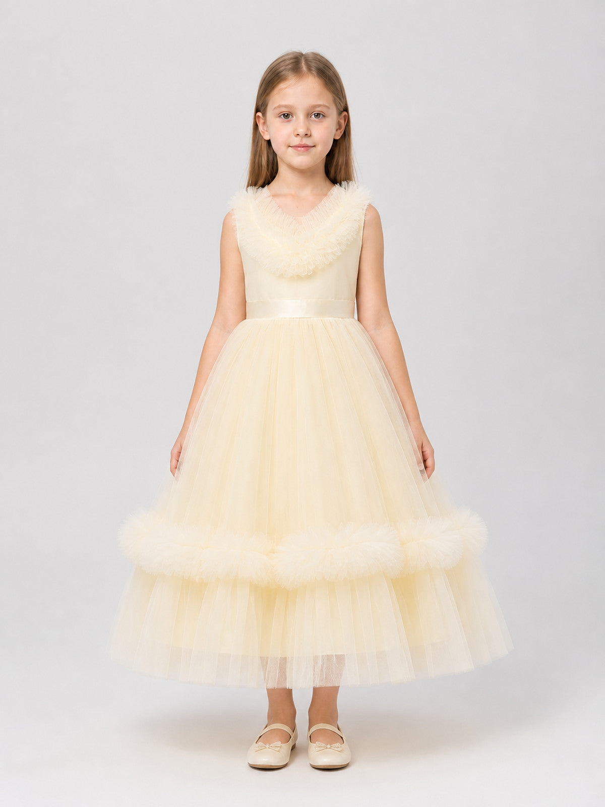 Girls' Princess Dress with Full Skirt, Champagne