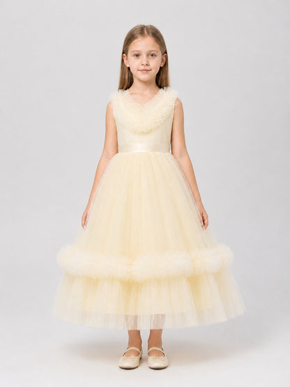Girls' Princess Dress with Full Skirt, Champagne