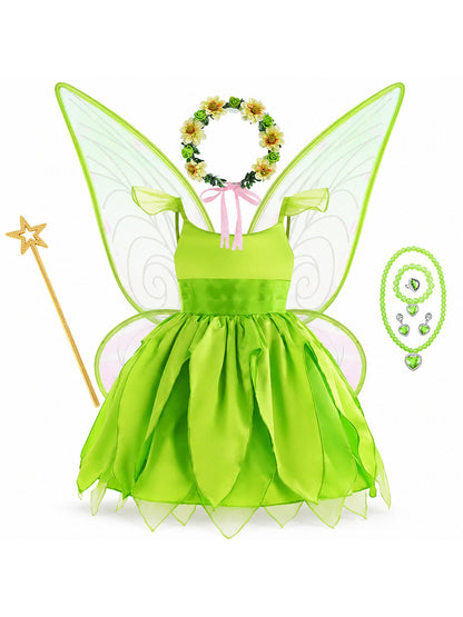 Disney Flower Fairy Dress Up Girls Cosplay Princess Dress Wings Halloween Elves main product view