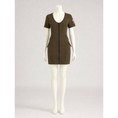 Olive Pilot Costume Dress with Zipper
