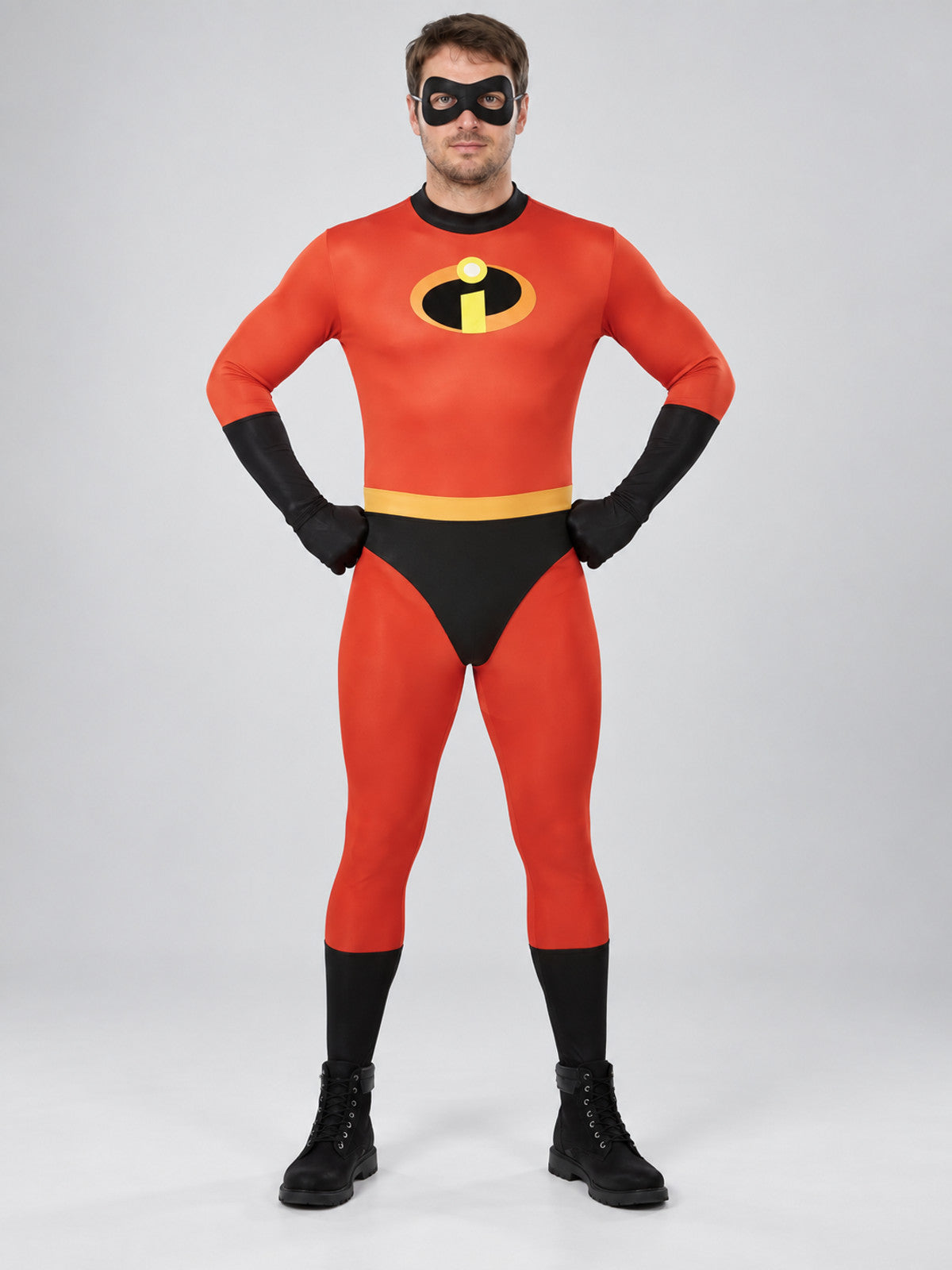 Adult superhero costume red with black mask