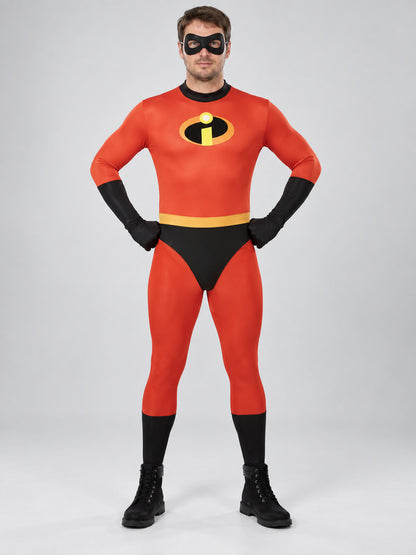 Adult superhero costume red with black mask