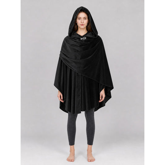 Black Medieval Carnival Cloak with Hood