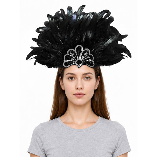 Carnival feather and sequin headpiece