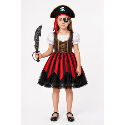 Pirate Costume with Striped Dress and Accessories main product view