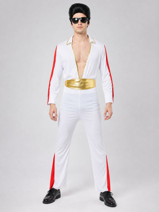 Retro Elvis Costume with Belt on-model view