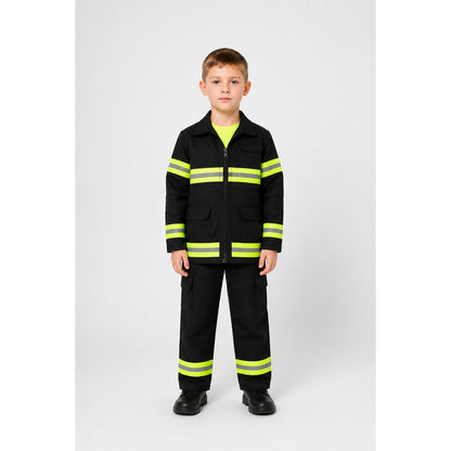 Children’s firefighter costume with reflective stripes