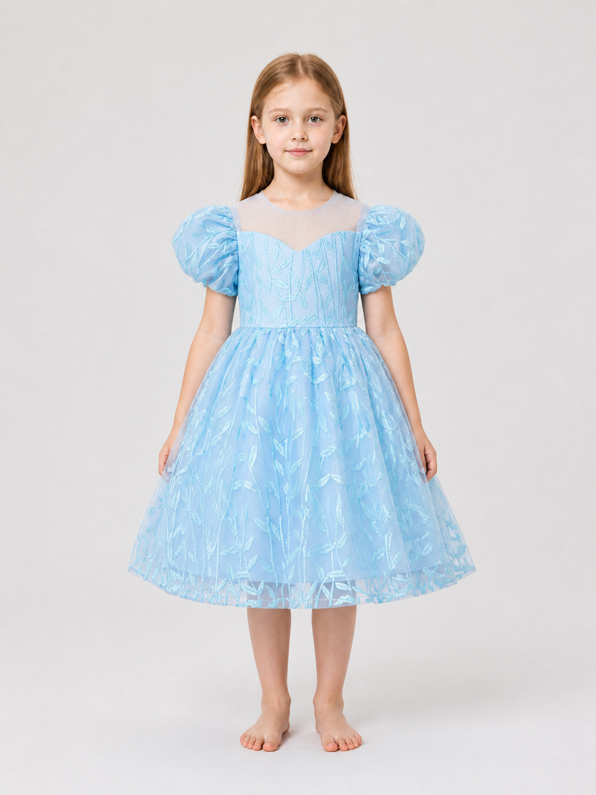 Embroidered Tutu Dress for Birthdays and Performances on-model view