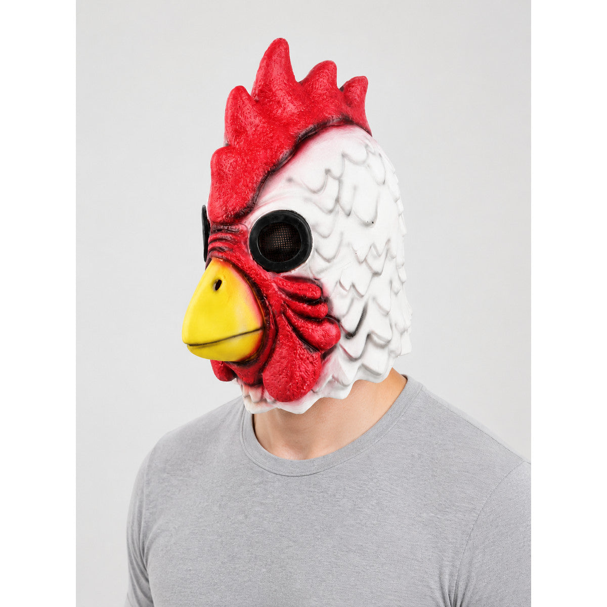 White and Red Rooster Carnival Headpiece for Halloween main product view
