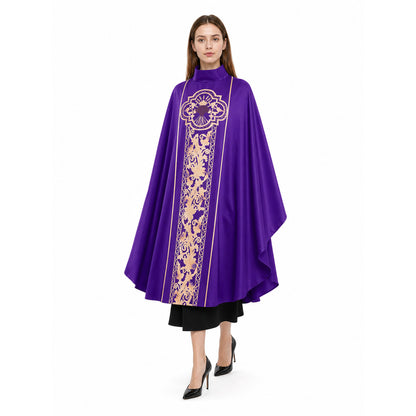 Purple Carnival Cloak with High Collar front view